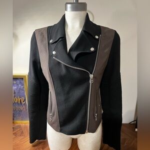 Aritzia Wilfred black and olive green montesson moto jacket asymmetrical…